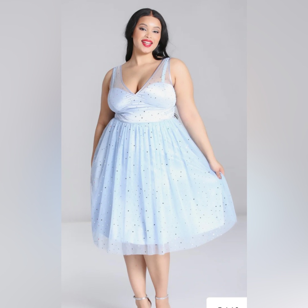 Hell Bunny Light Blue Sparkle Midi Dress